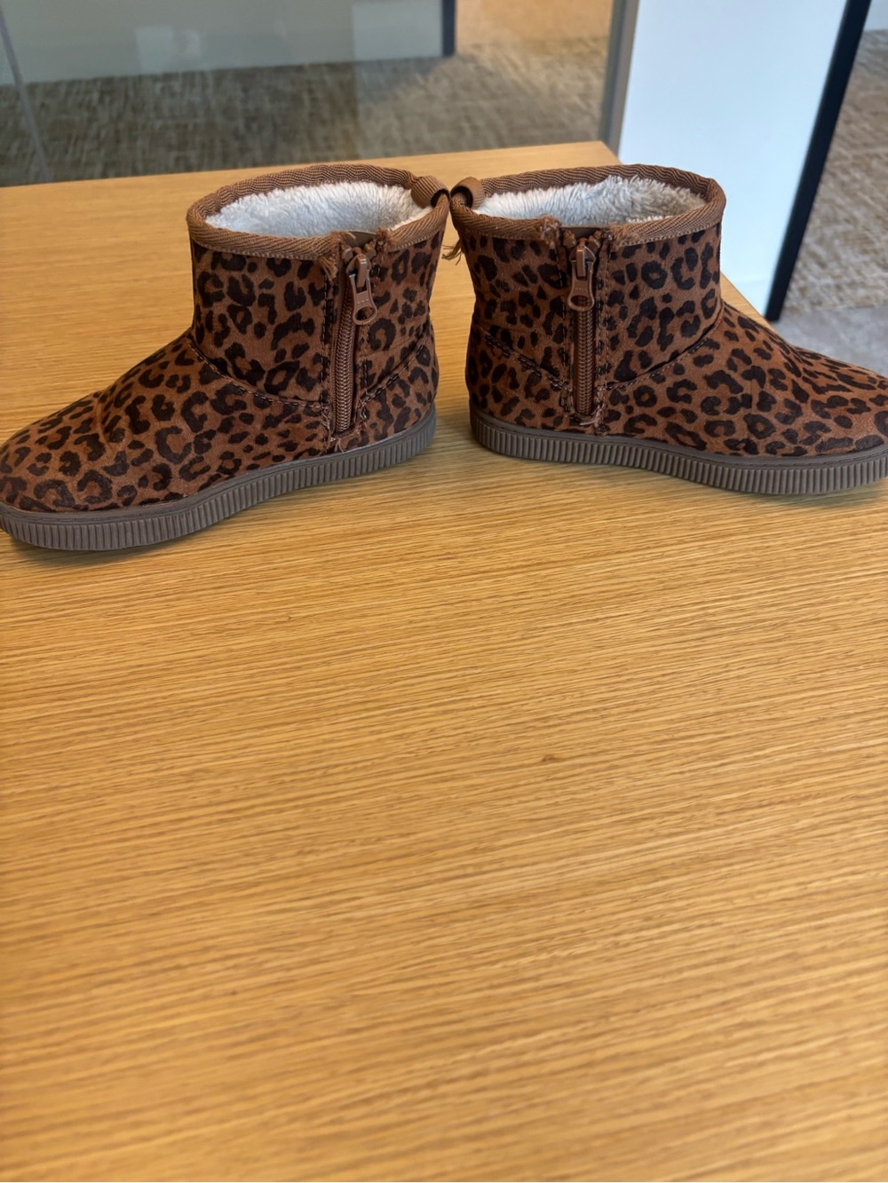 Cat & Jack Brown Leopard Sherpa-Lined Ankle Boots